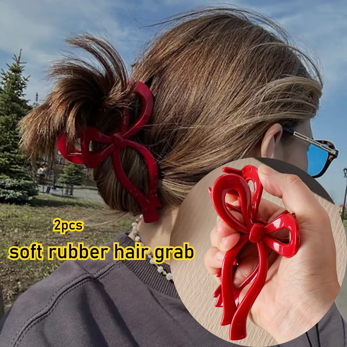 

2pc New Large Soft Silicone Big Shark Clip Hair Claw Clips for Women Girls Retro Simple Hair Accessories Headwear Ornament