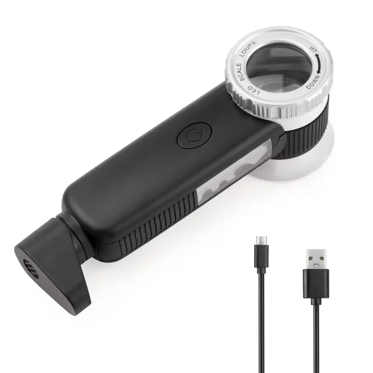 USB Recarregável Handheld LED Magnifier, UV Iluminado Lupa, Lâmina para avaliação Gem Jade, Reparação de jóias, 30X