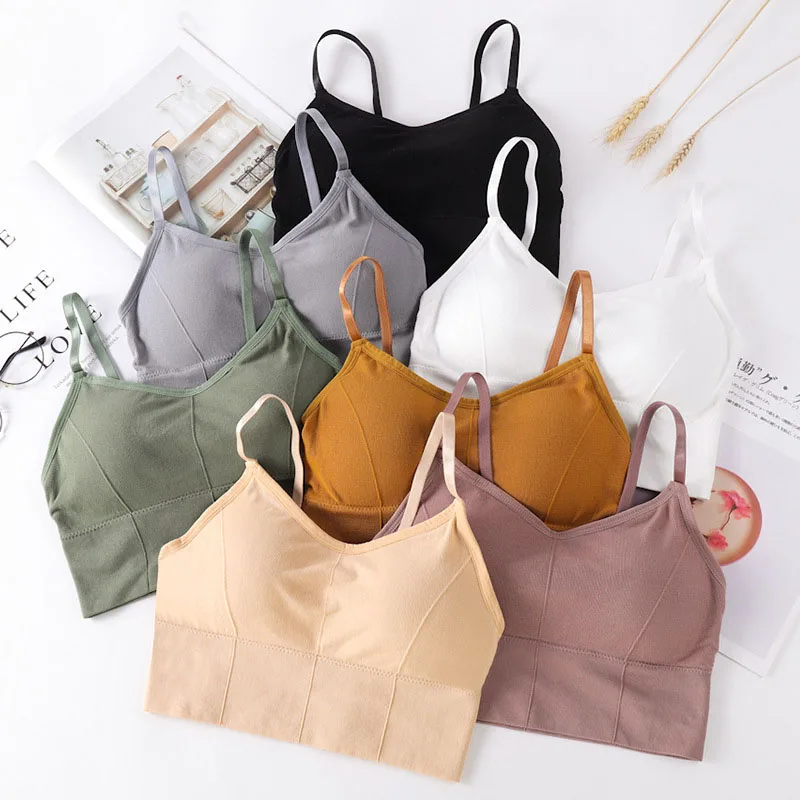 new women Sports Bras top tank vests Wrapped chest U-shaped beautiful back suspender girl\'s underwear student sports female vest