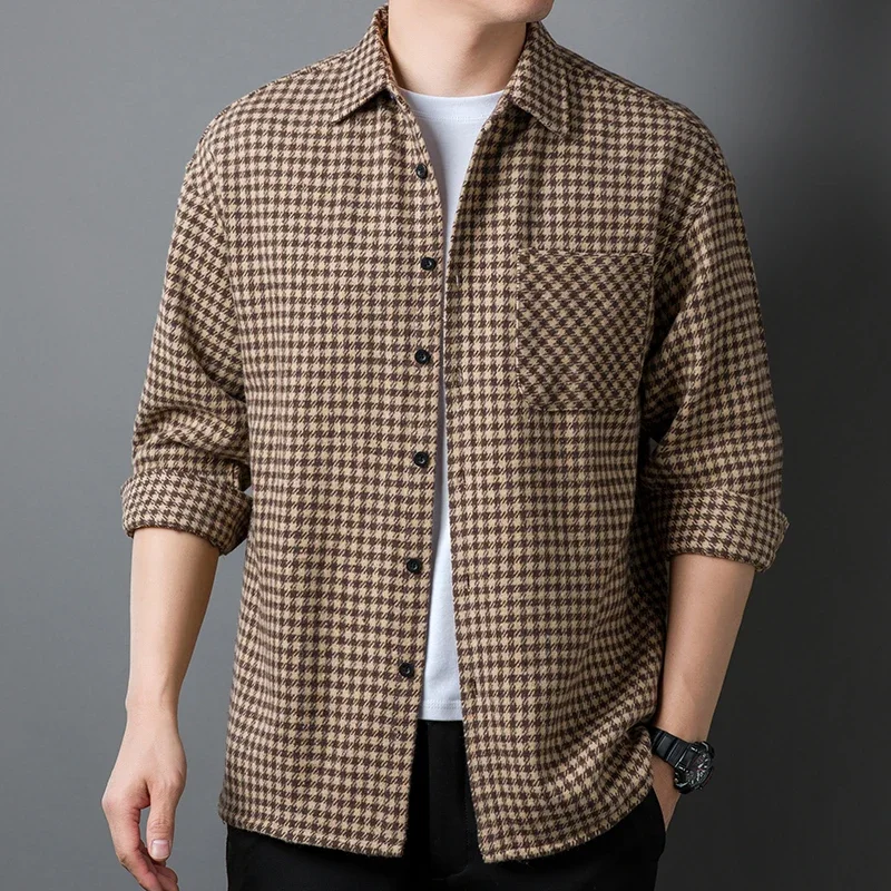 قميص غير رسمي فضفاض للرجال ، جاكيت راقِ ، اتجاه أوائل الربيع ، جديد