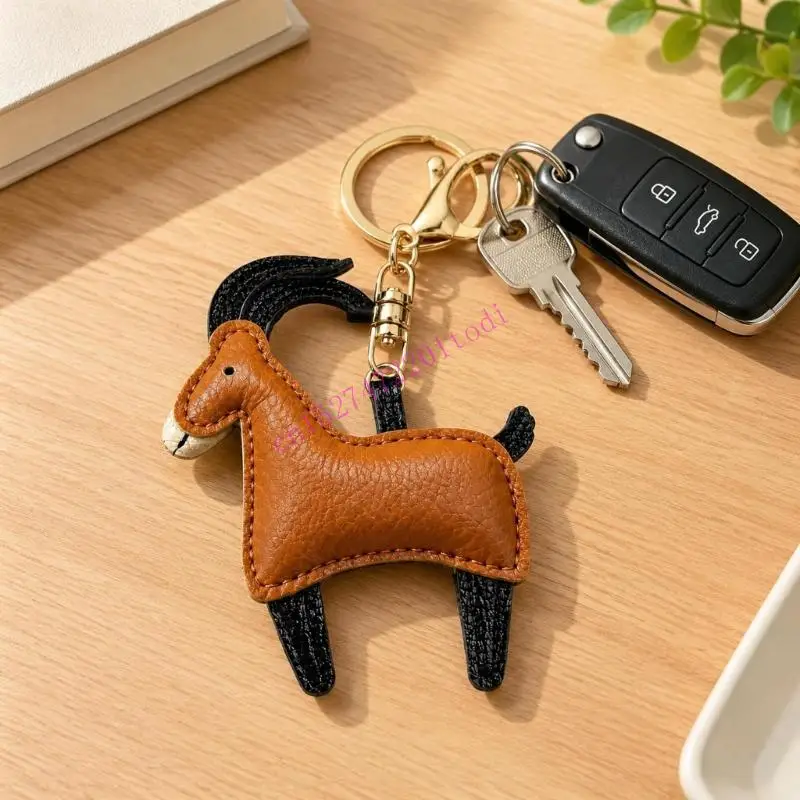 PU Leather Animal Bag Charm Keychain, Lightweight Antelope with Ring and Clip Hardware for Backpacks, Handbags and M76B