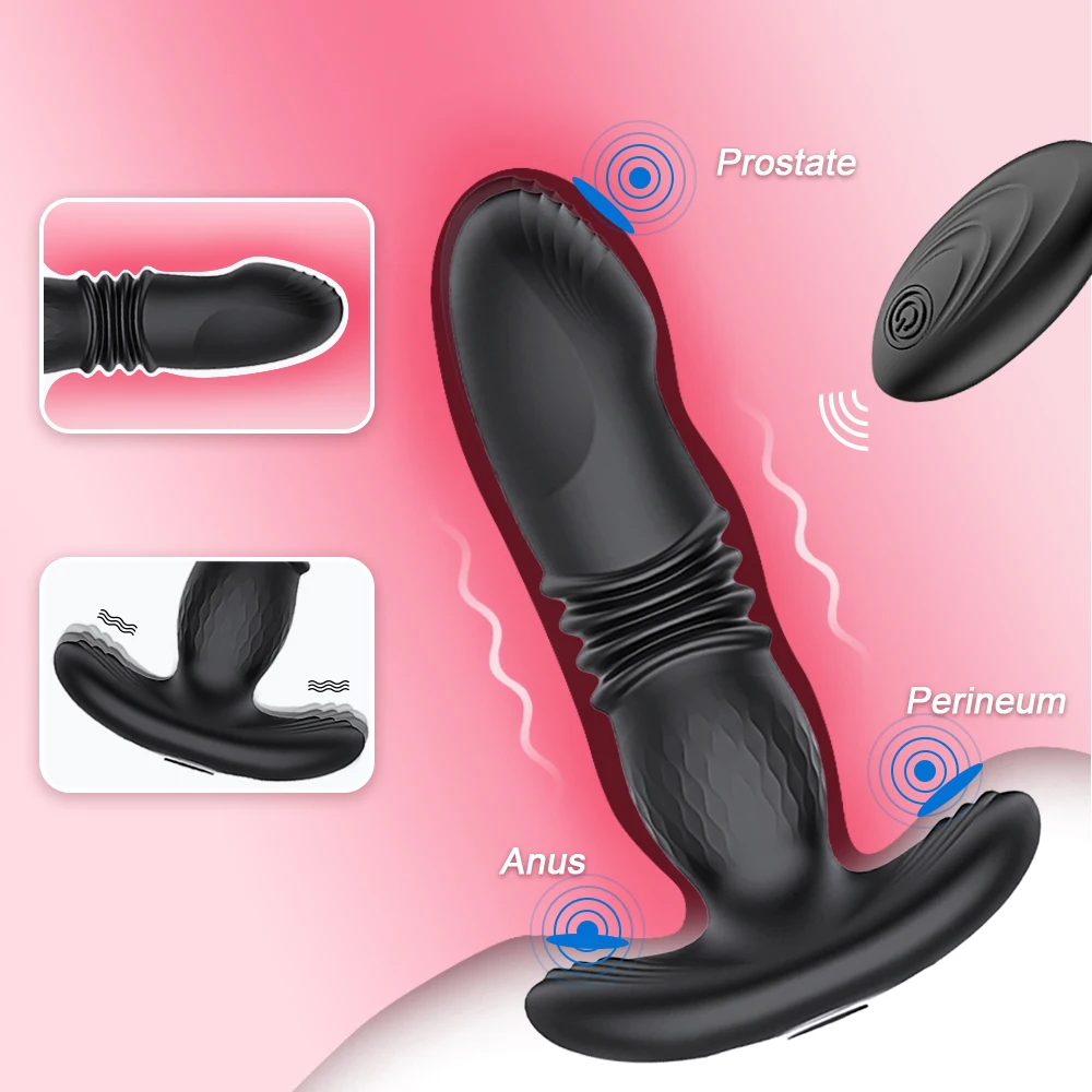 Automatic Anal Plug Telescopic Vibration Dildo for Women Vibrator with Stimulator Wireless Remote Prostate Massager for Men