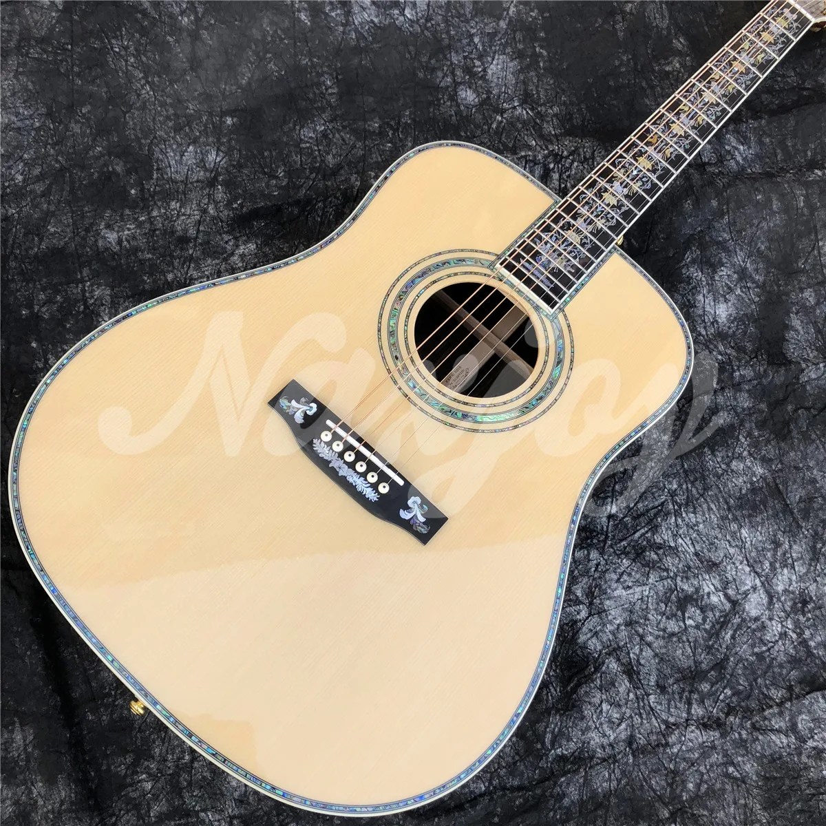 All Solid Wood D Type 100 Model Spruce Rosewood Acoustic Guitar Abalone Inlays Ebony Fingerboard Electric Guitarra