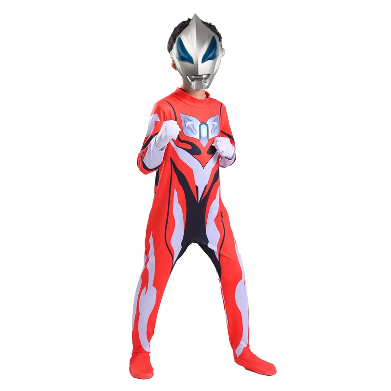 어린이 슈퍼 히어로 코스프레 의상 파티 할로윈 코스프레 드레스 Botysuit를위한 Tiga Hero 점프 슈트