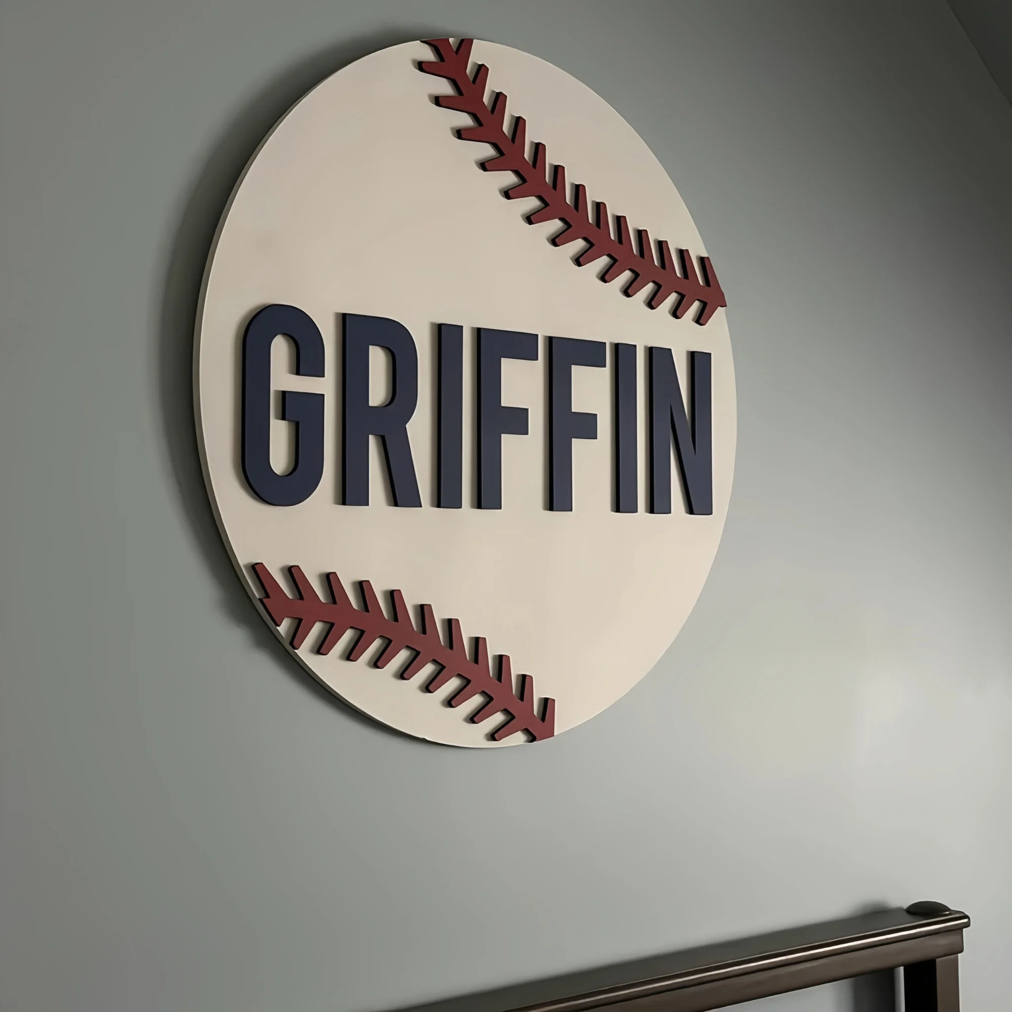 Custom Name Sign Round 3D Baseball Nursery Decor Baby Name Plaque Personalized Baby Gift Baby Shower Gift Custom Name Nursery