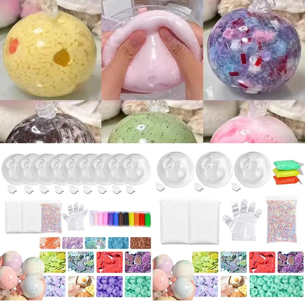 Vacuum Squeeze Ball Stress Relief DIY Kit Blank Ball Skins with Lids Filling Foam Beads Glitter Slow Rebound Toy  Craft Set