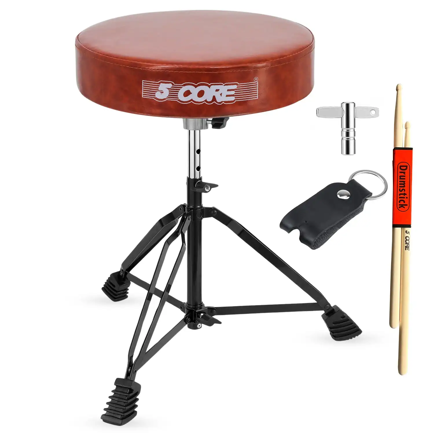 

5 Core Drum Throne Padded Guitar Stool Adjustable Drummer Seat for Adults & Kids DS BLKCH CML BR