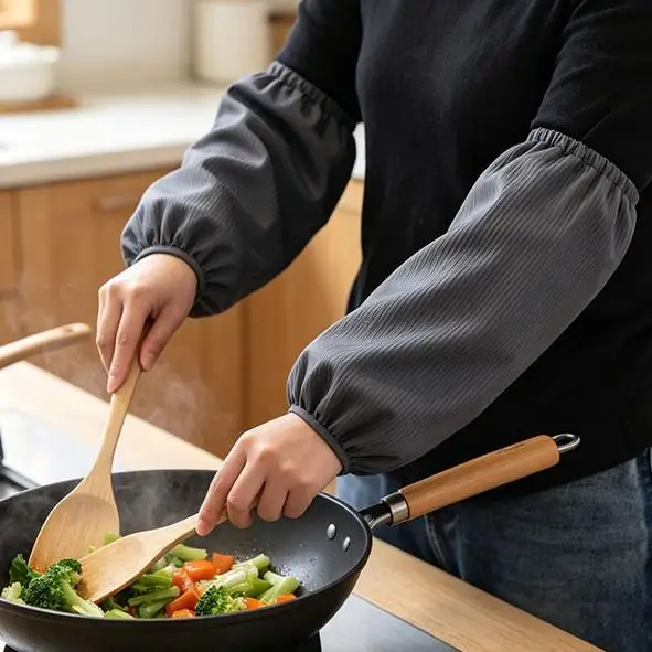 Household Polyester Arm Sleeves with Dirt Resistant Water Repellent Easy Care for Kitchen Cooking Floral Art Daily Use