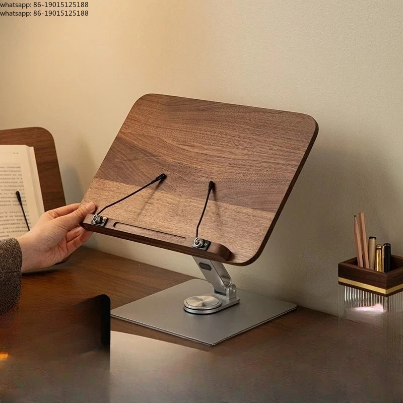 

Adjustable Wooden Book Stand Multi-Angle Reading Holder Desktop Bookrest Sturdy Portable Walnut Storage Holders
