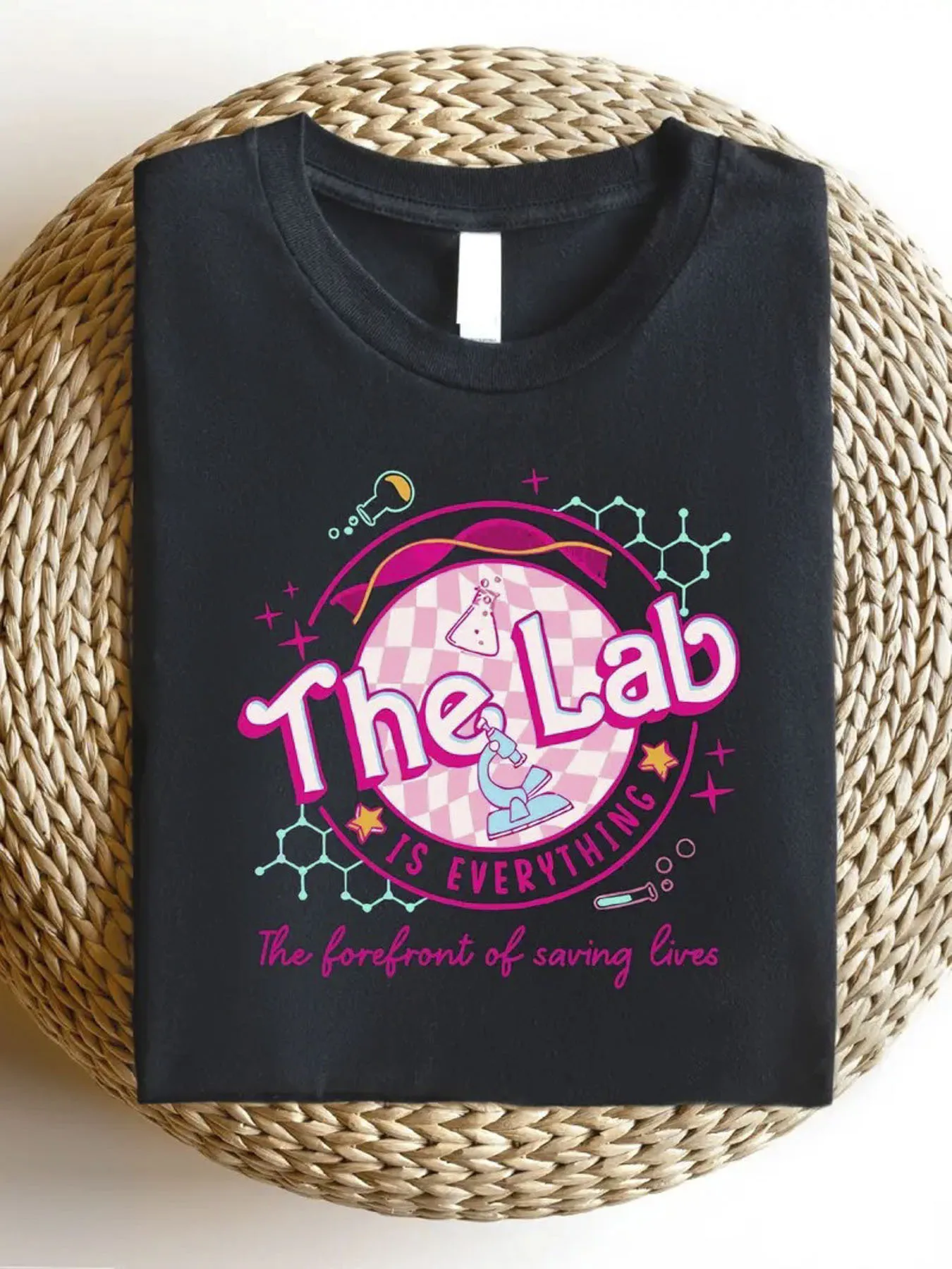 2026 1pc Men'S 100% Lab-Themed Science Print T-Shirt - Breathable Short Sleeve Round Neck Casual Tee with Lab Coat, Beakers & DN