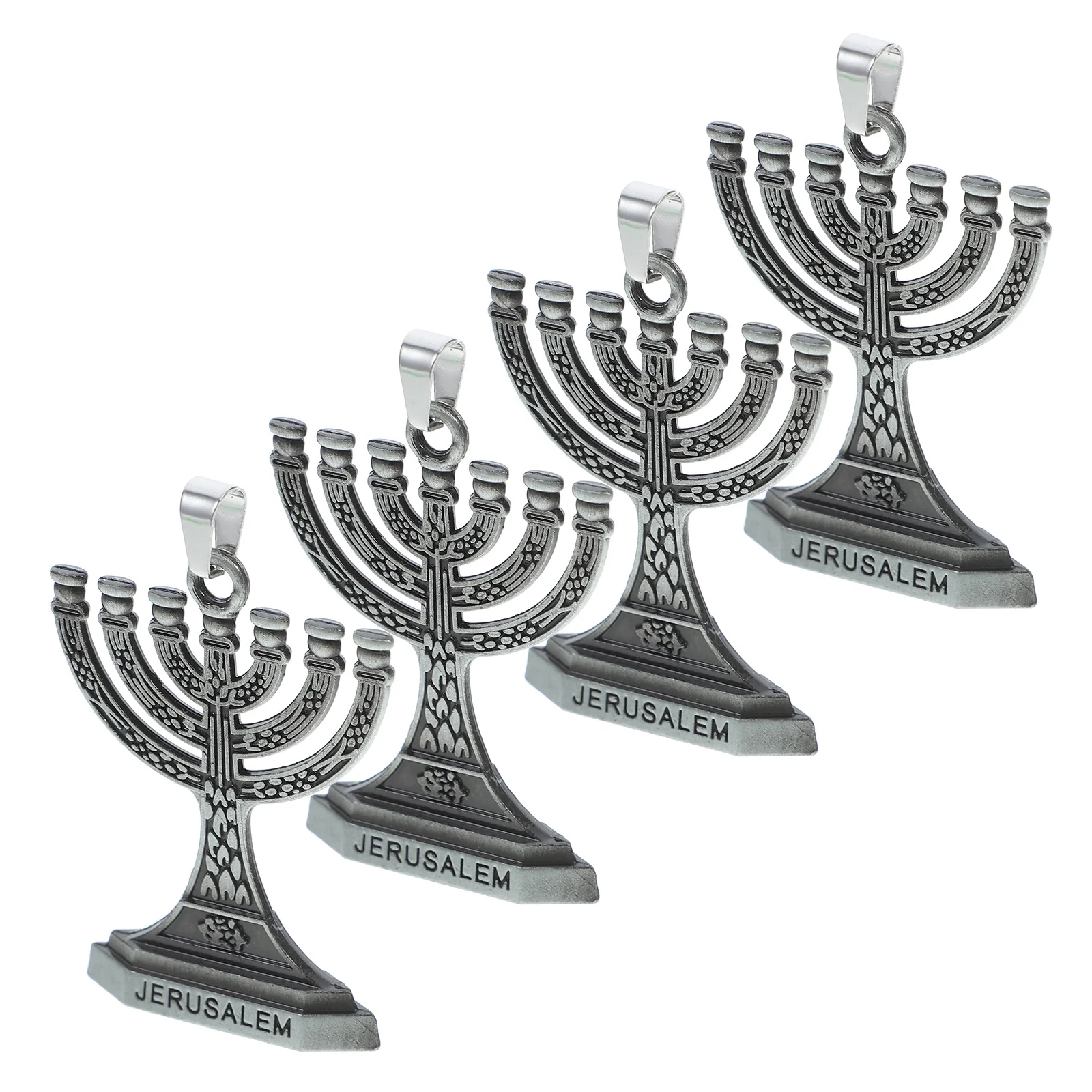 4 قطعة سحر الشمعدان للمجوهرات المعلقات اليهودية الرجعية الفولاذ المقاوم للصدأ قلادة الدينية Hanukkah المفاتيح DIY بها بنفسك الاكسسوارات الحرفية