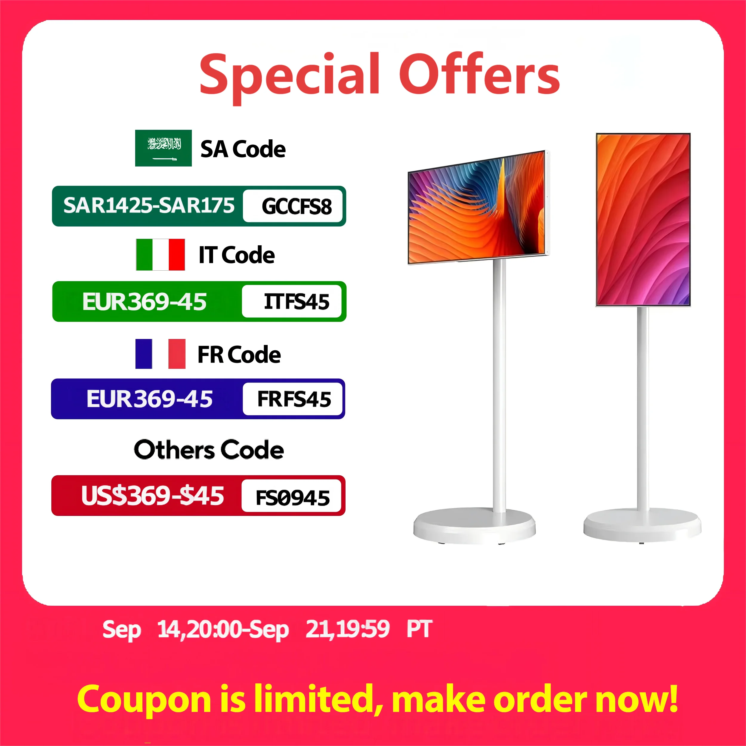 

22 Inch StandbyMe TV Android 12 Rotatable Touch Screen 1920P IPS Display Large Battery Smart Thin Edge Tablet