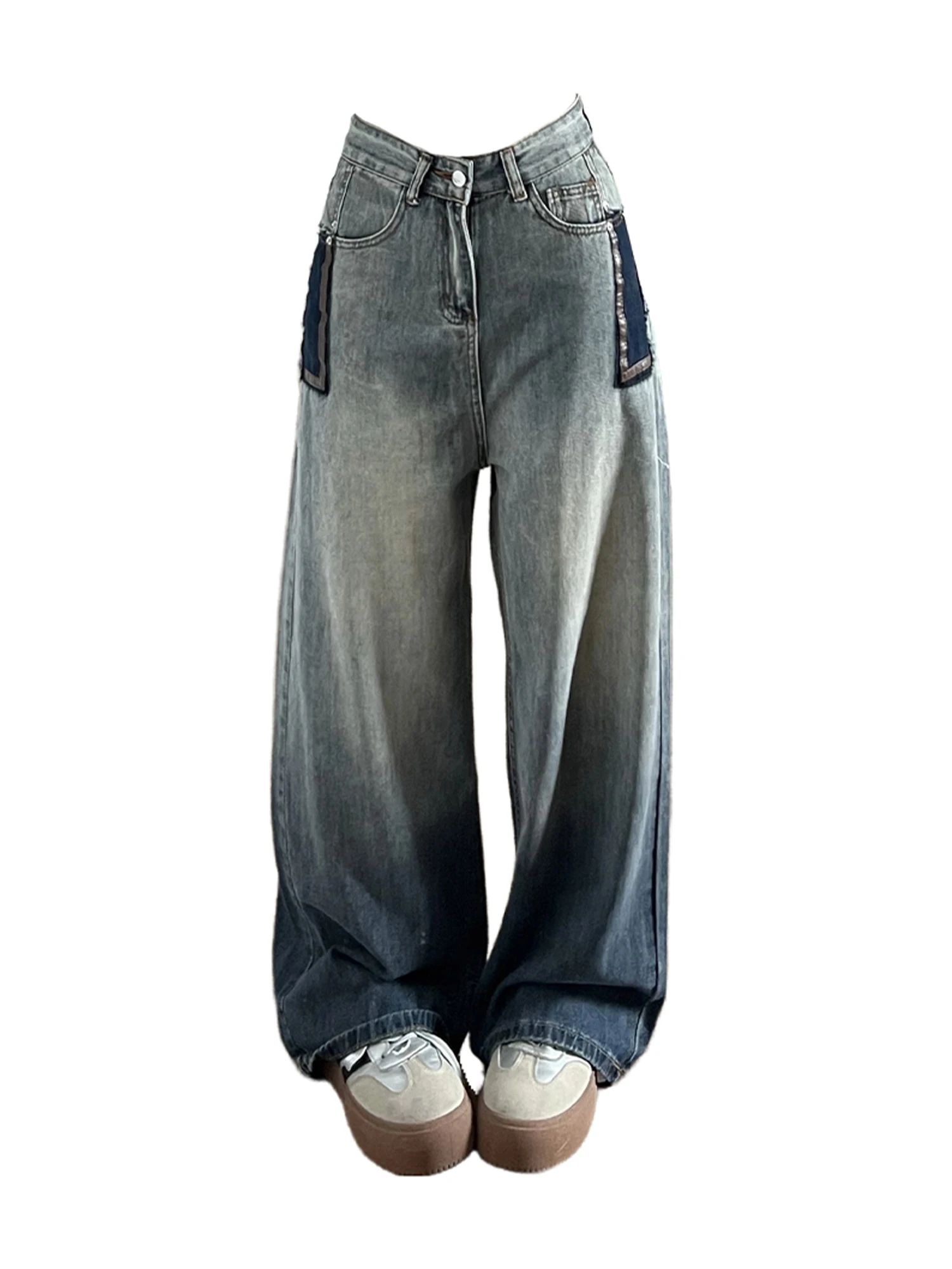 

Women Blue Grunge Jeans Japandi Style Oversize Jean Pants Vintage Harajuku Baggy Y2k Grunge Denim Trousers Alternative Clothes