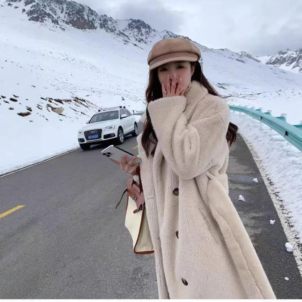 جديد الخريف والشتاء تقليد أرنب الفراء الفراء سميكة مزاجه الدافئة الموسعة أفخم معطف الفراء سترة دعوى طوق #4