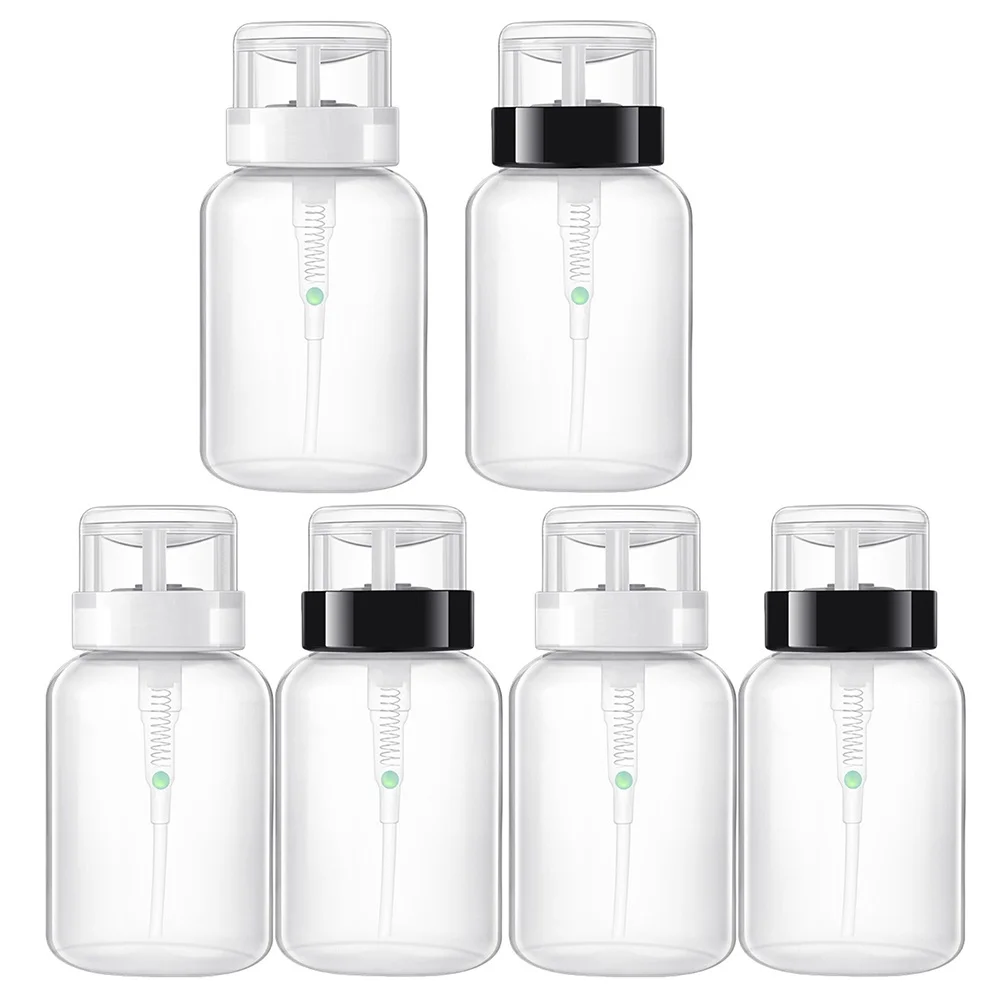 6 szt. Butelki do wielokrotnego napełniania, przenośne, szczelne, podróżne, puste butelki na kosmetyki, pojemniki na płyn do zmywania lakieru do paznokci z pompką.