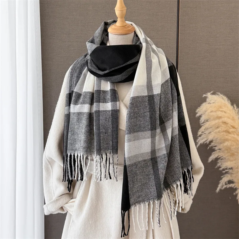 Selendang Wanita Motif Kotak-k - Cashmere Pashmina Wrap ulasan dan harga