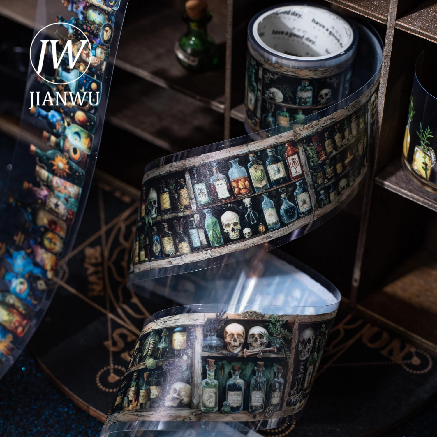 

JIANWU 40mm*200cm The Witch's Potion Bottle Series Vintage Landscape Material Collage PET Tape Creative DIY Journal Stationery