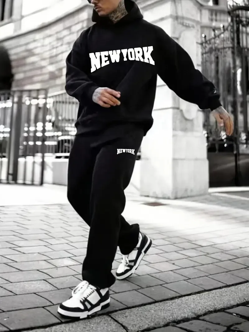 

The new men's set for Spring and Autumn 2025 is a casual fashionable soft and comfortable 3D letter print