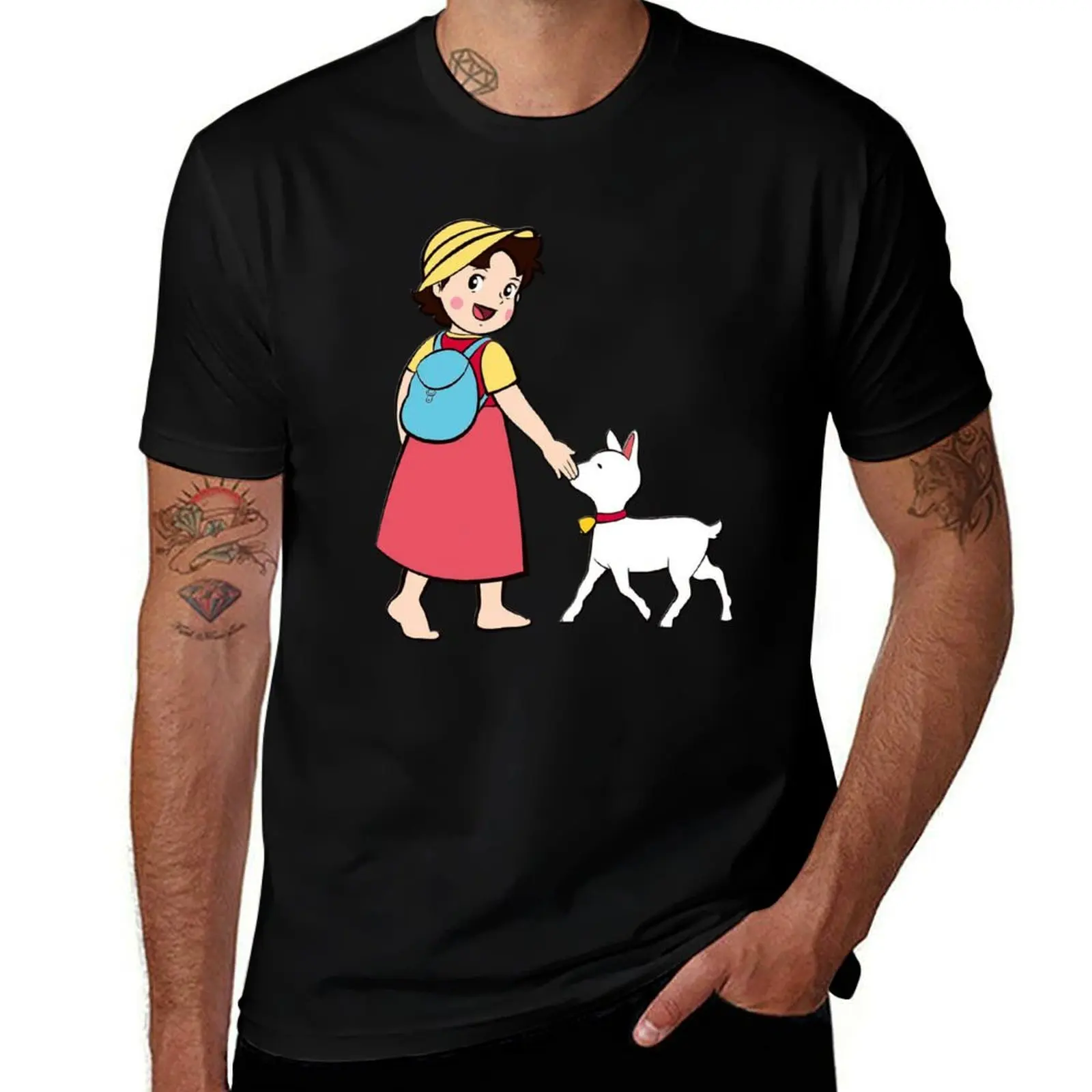 

Heidi and litle goat T-Shirt boys whites Man t-shirt korean fashion Anime t-shirt heavy weight t shirts for men