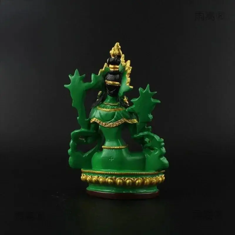 Resin painted green Tara Bodhisattva Buddha Statue Sculpture Crafts Feng Shui Accessories sacrifice pray for auspiciousnesportab
