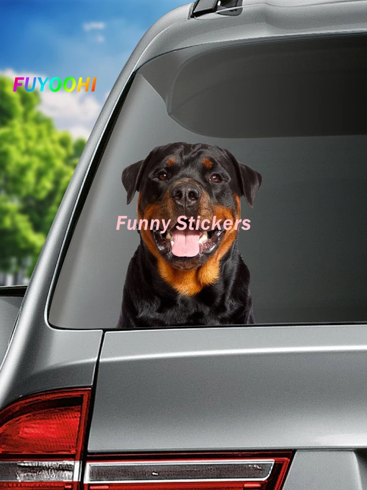 FUYOOHI Play Stickers Various Sizes PVC Decal Rottweiler Dog Animal Waterproof Accessories on Bumper Rearp Window Lapto naughty