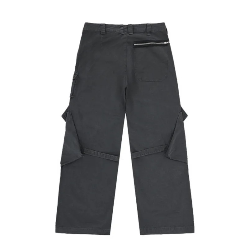 HKSH خريف شتاء جديد الرجال فاسق غسلها جيوب الرجعية الرباط السراويل Ins مستقيم عادية سفاري نمط واسعة الساق وزرة HK14472