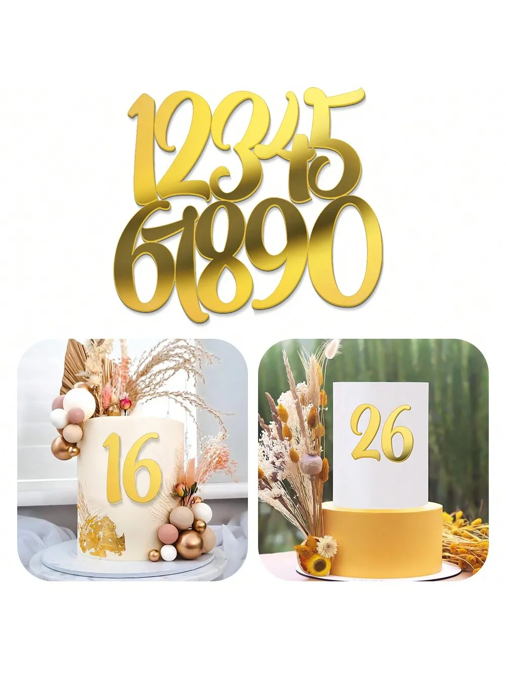 1set Goldene Spiegel Acryl A-Z Englisch Buchstaben Alphabet Kuchen Dekorieren für Geburtstag Party Hochzeit DIY Dekoration Kuchen Topper ﻿ – Detail 6