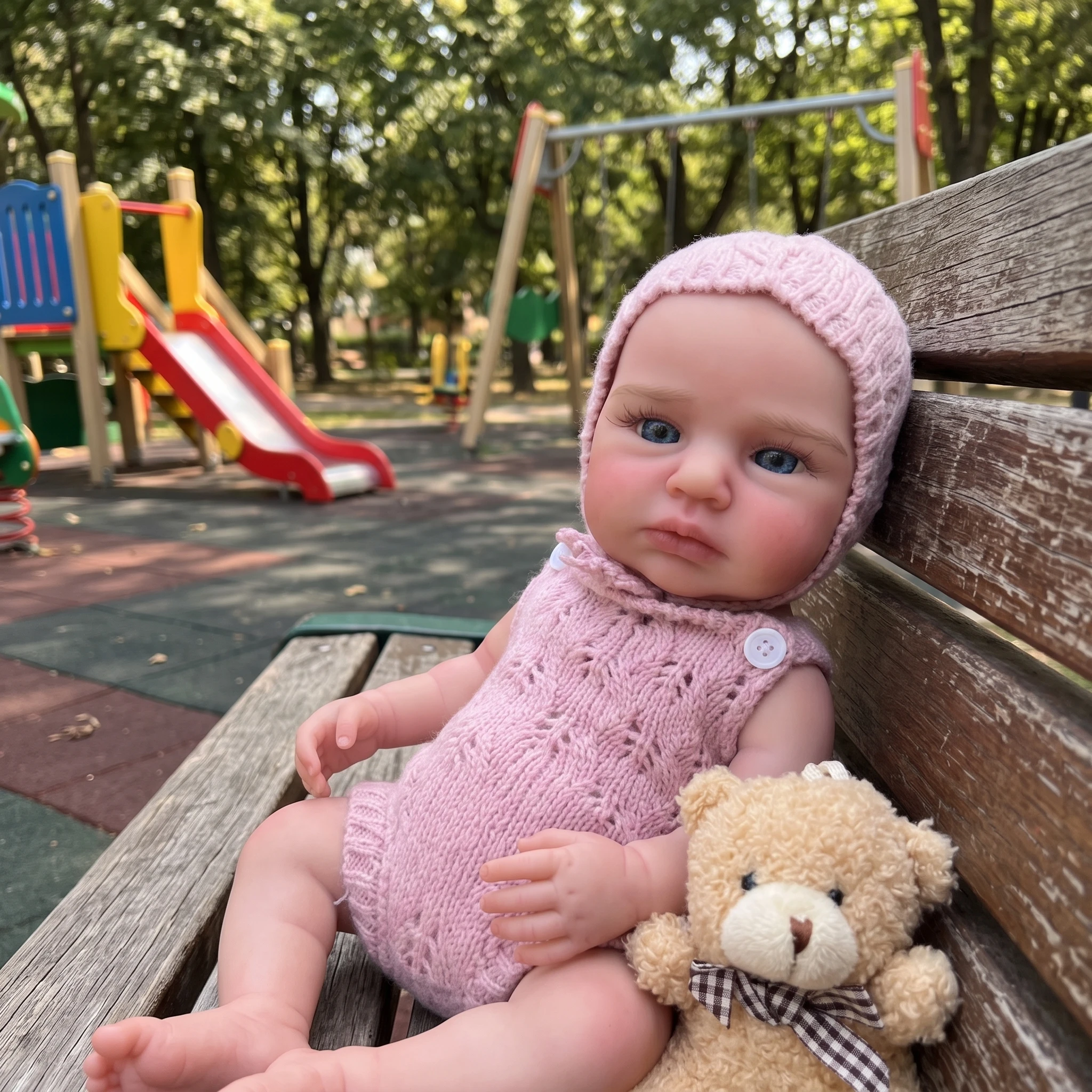 13 Inch Pink Clothes Awake Solid Silicone Doll Reborn Baby Doll Girl Soft Touch Bebe Doll