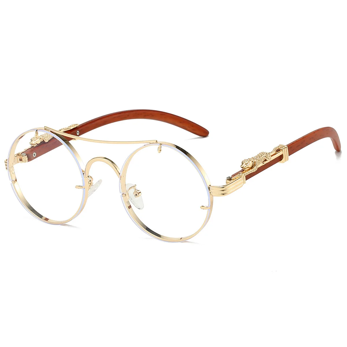 Neue Vintage Runde Sonnenbrille Für Männer Frauen Doppel Balken Leopard Kopf Modische Trendy Hohe Qualität UV Beständig Fahren Glasse – Detail 17