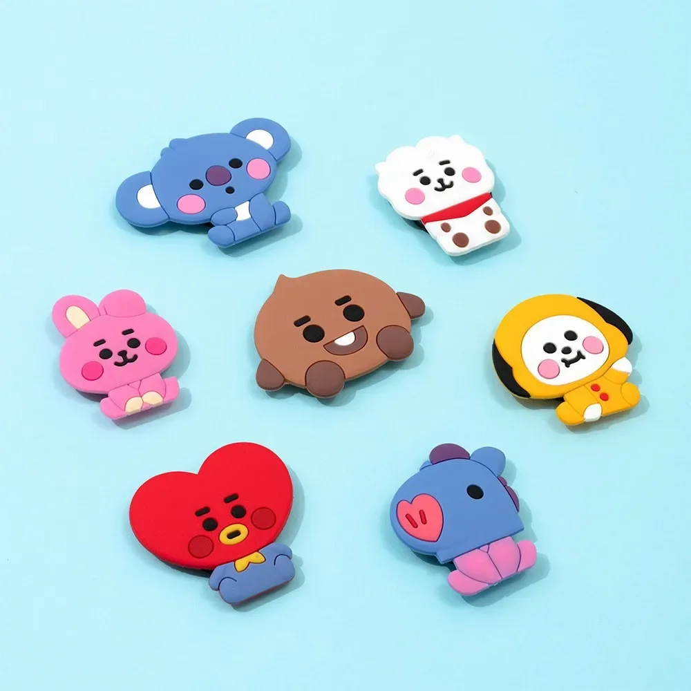 BT21 Phone Holder Cute Creativity Cartoon Computer Flat Bracket Cartoon Doll 3d Silicone Anti-fall Desktop Support Stand Decor