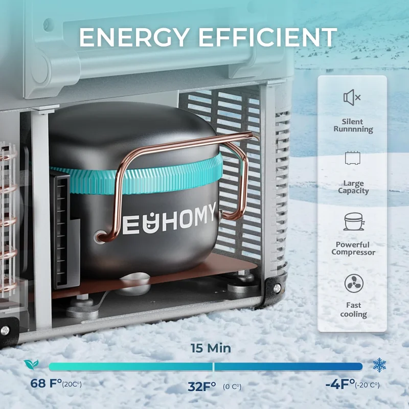 EUHOMY 12-вольтовый холодильник, электрический охладитель 48QT (45 л), управление через приложение для холодильника 12 В, кулер 12 В-4 ℉ ~68 ℉ , Портативная морозильная камера 12/24 В постоянного тока