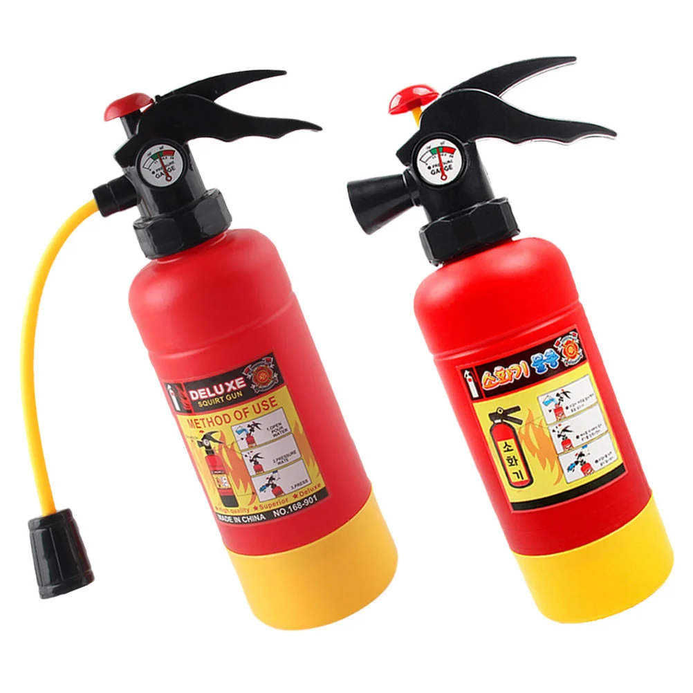 

2 Pcs Children’s Toys Fireman Pretend Play Extinguishers Clothing Plastic Kids inside Sticker Water Squirter Squirters