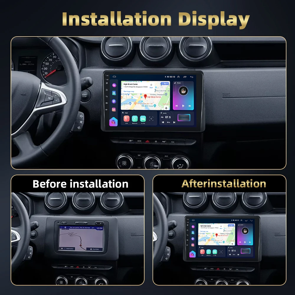 Podofo 10.1 ''8Core Car Stereo For Renault Duster Adventurer 2019 Multimedia Player Bluetooth 8 + 128G Carplay Android Auto WIFI