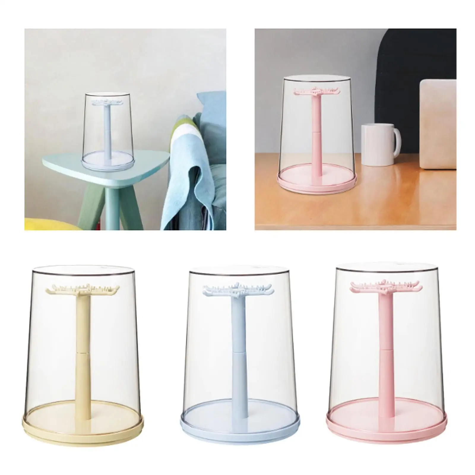 360 Degree Spinning Figure Display Case Transparent PP Organizer for Action Figures Miniature Collectibles Charms