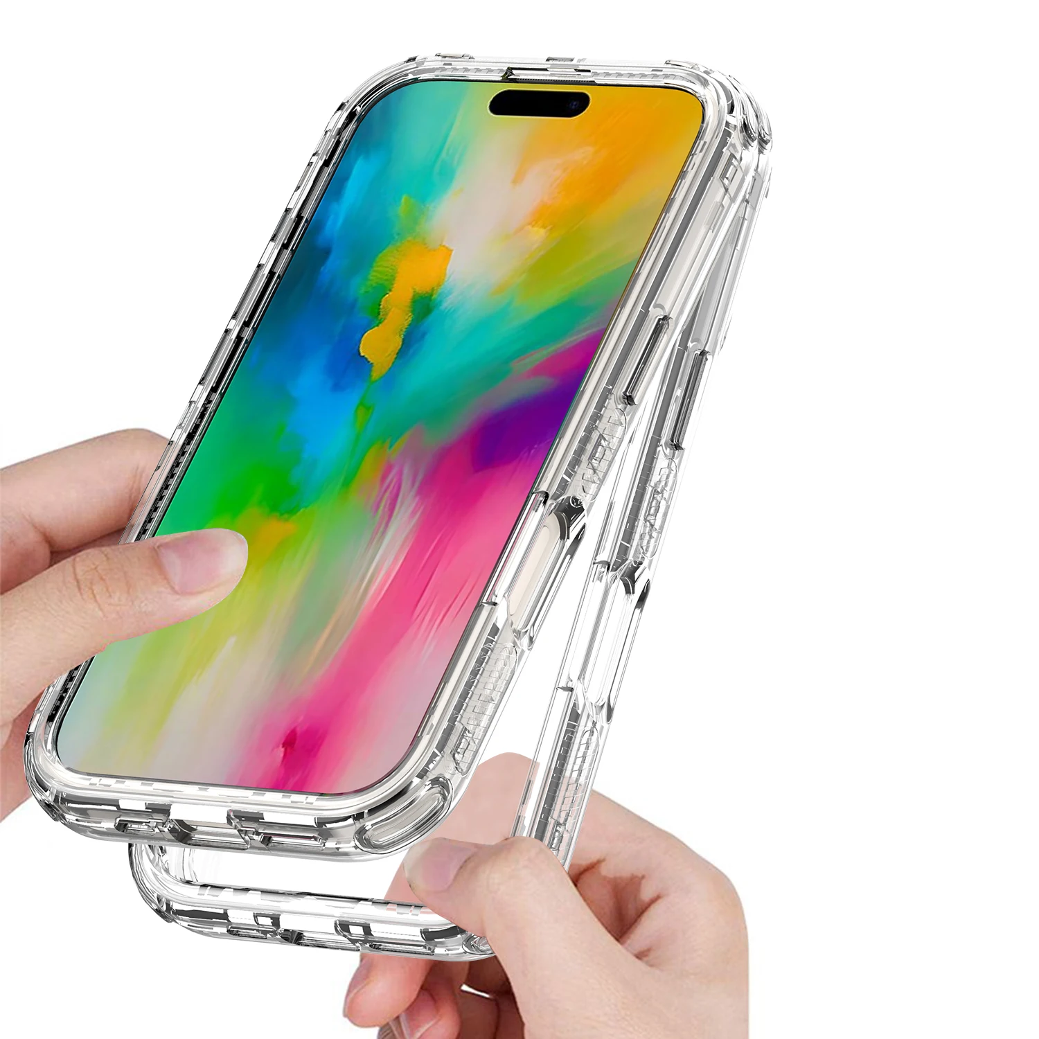 3 In 1 Case For iPhone 16 Pro Max For iPhone15 Pro Max for iPhone16 Plus AntiFall Thick Transparent Edge Protect Phone Covers view 4