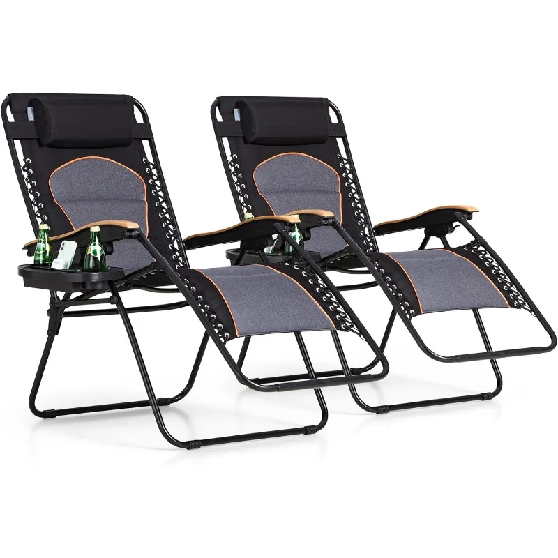 

& William XL Zero Gravity Chair (2 Pack), Oversize Gravity Recliner Lounge Chair with Free Cup Holder, Supports 400 LBS (