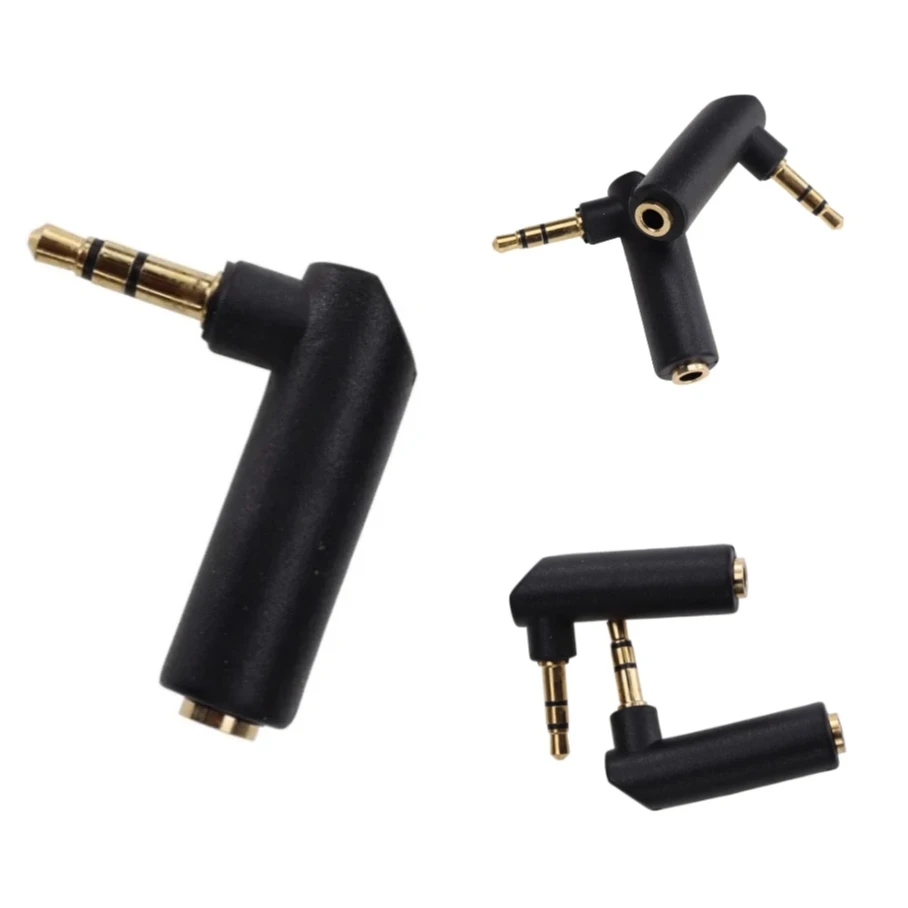 100pcs 90 Degree Audio 3.5mm Male To Female Plug Adapter Connector L Shaped Elbow Headphone Jack Stereo Aux Converter