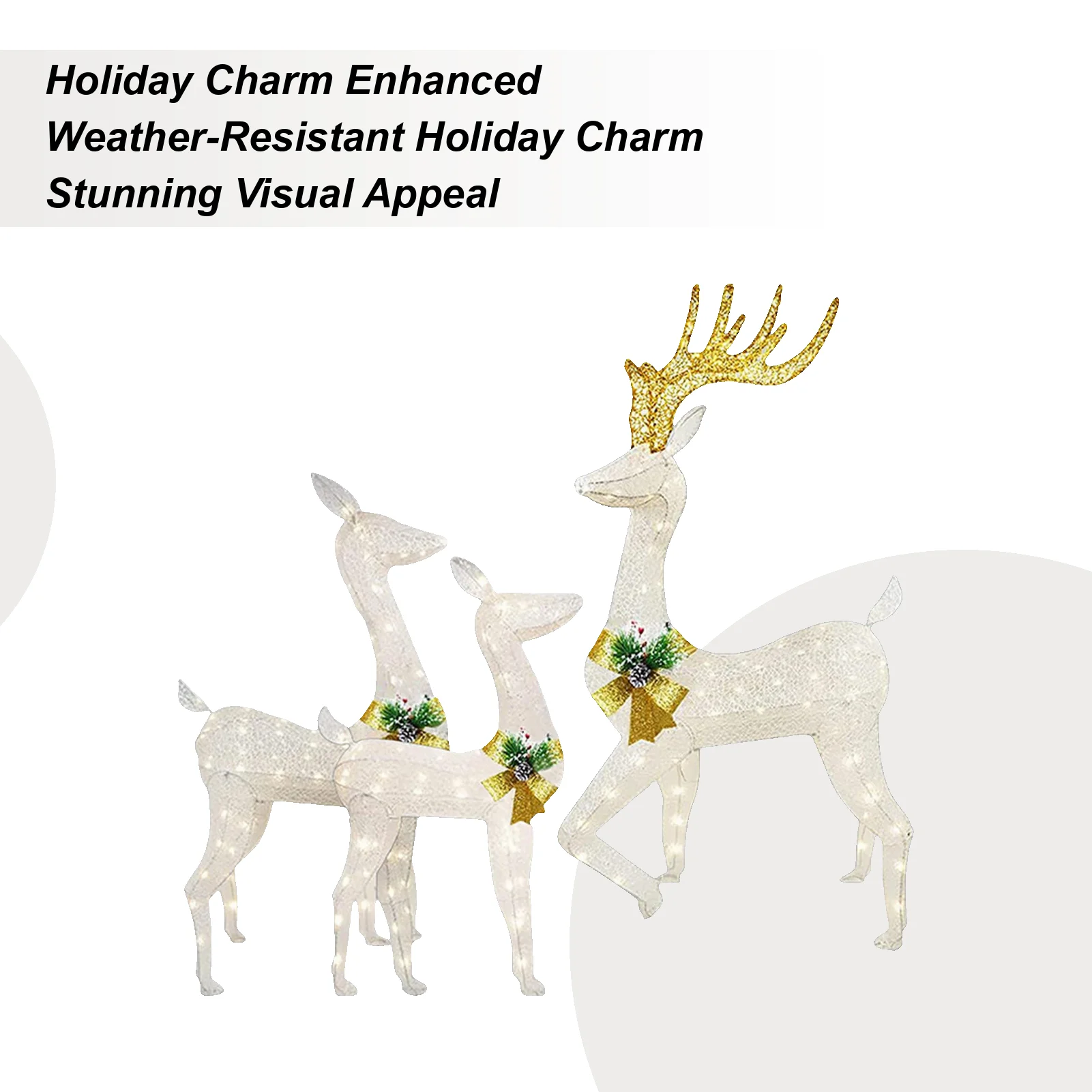 

Christmas Reindeer Stake Light 3-Piece LED Lighted Yard Decor Lighted Acrylic Stake Decoration For Yard Garden Pathway Patio