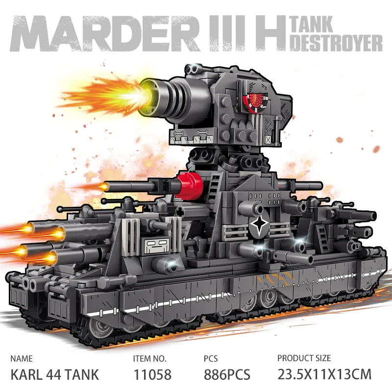 

The 2025 new Leviathan Ultimate Form Karlkv44 super heavy tank mobile siege mortar kv99 building toy World War II Karl-Gerät