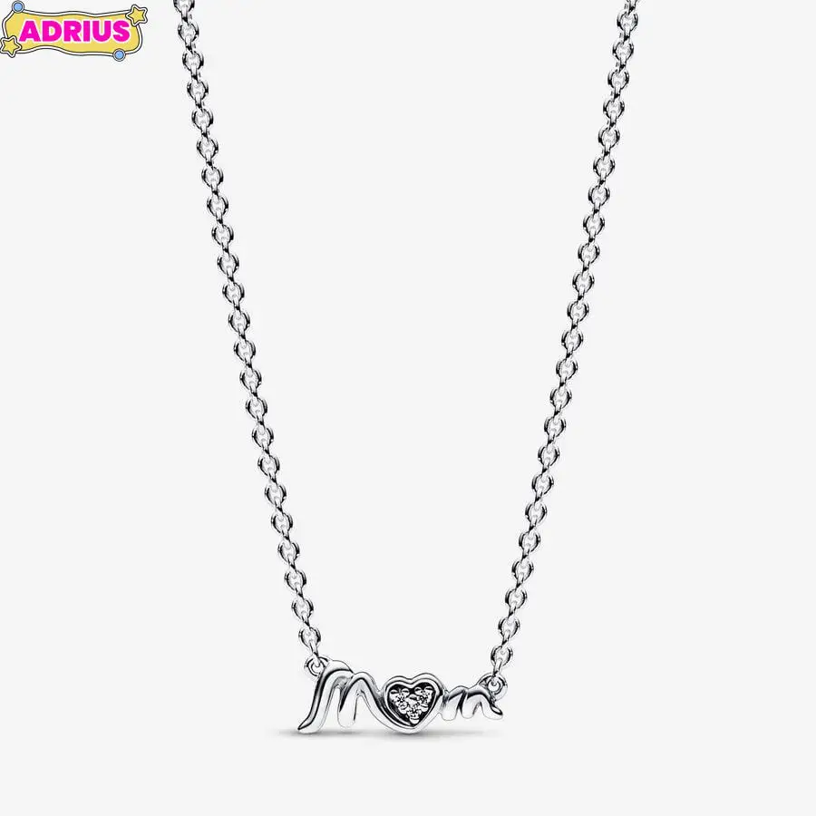 925 Silver Sparkling Heart Halo Pendant Handwritten Love Collier Necklace Ring Fit Original Necklace Collection Of Women's Gifts