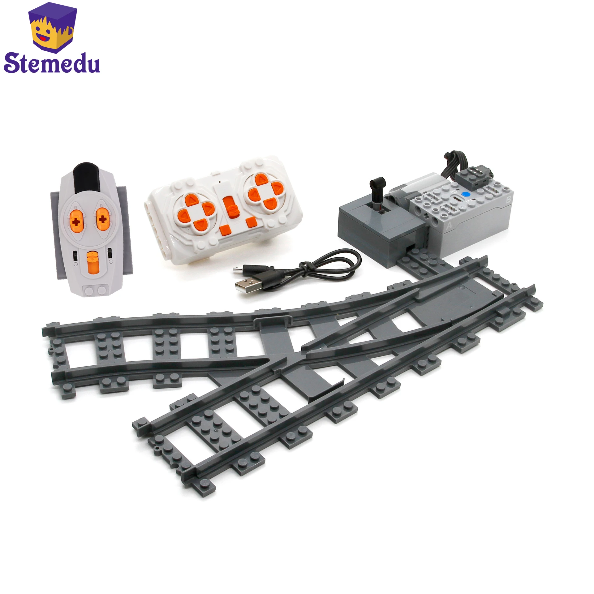 

City Train Track MOC Building Blocks Remote Control Variable Rail Left and Right Split Rail Puzzle Kit Educational Toys