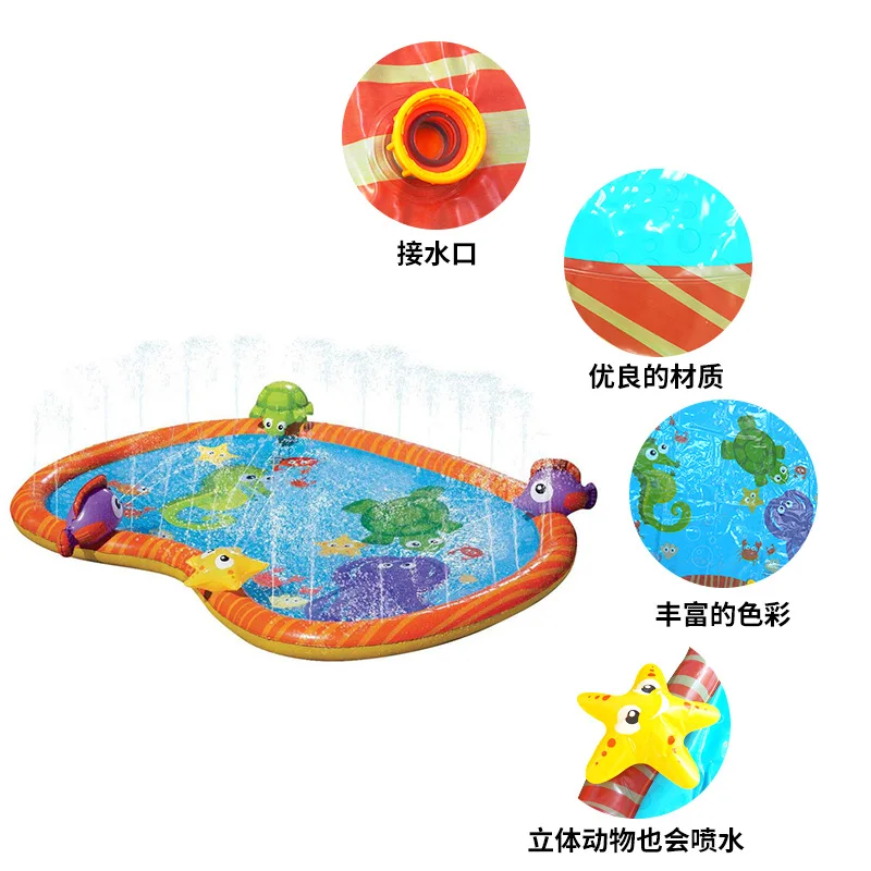 Water Mat PVC Outdoor Beach Play Game Inflatable Hand-eye Backyard Children Baby Spray Water Cushion Mat Toys Gifts Supplies