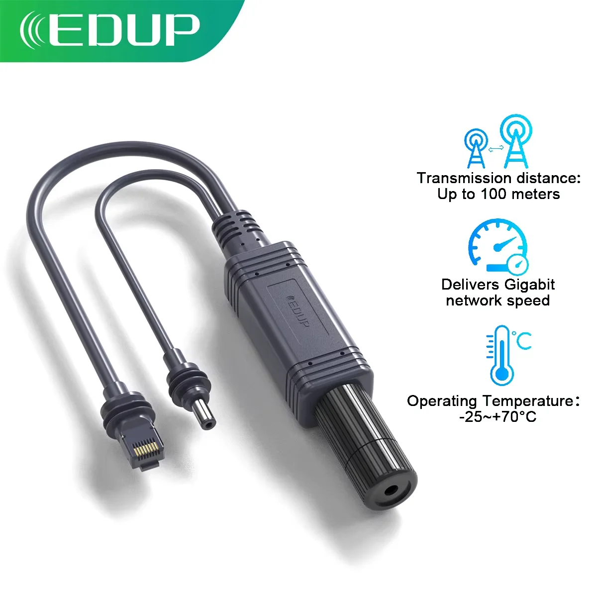 

EDUP SK0076 100W Изолированный гигабитный PoE-сплиттер 1000 Мбит/с с защитой от помех и перегрузок, стабильное питание для Starlink Mini