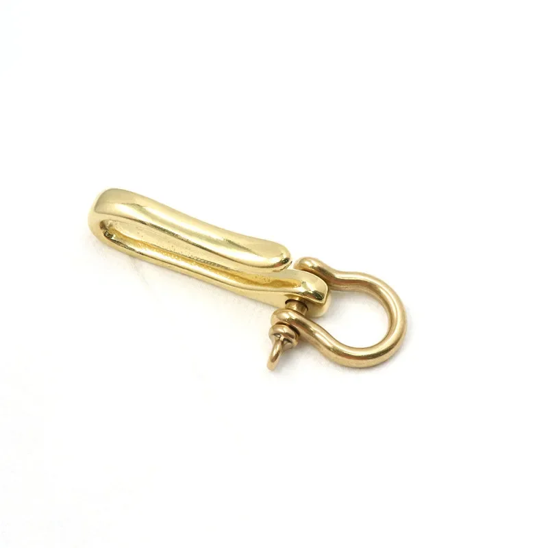 1piece Brass Keychain Removable Fob Clip Belt U Hook Retro Keyring Wallet Chain Clasp with Shackle Fish Hook