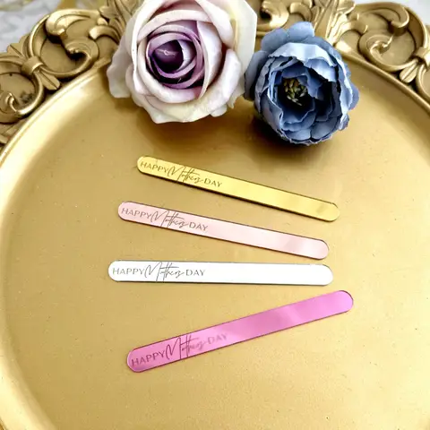 10pcs DIY 아크릴 어머니의 날 아이스크림 스틱 케이크 토퍼, 파티 장식 및 크리 에이 티브 케이크 디자인에 적합