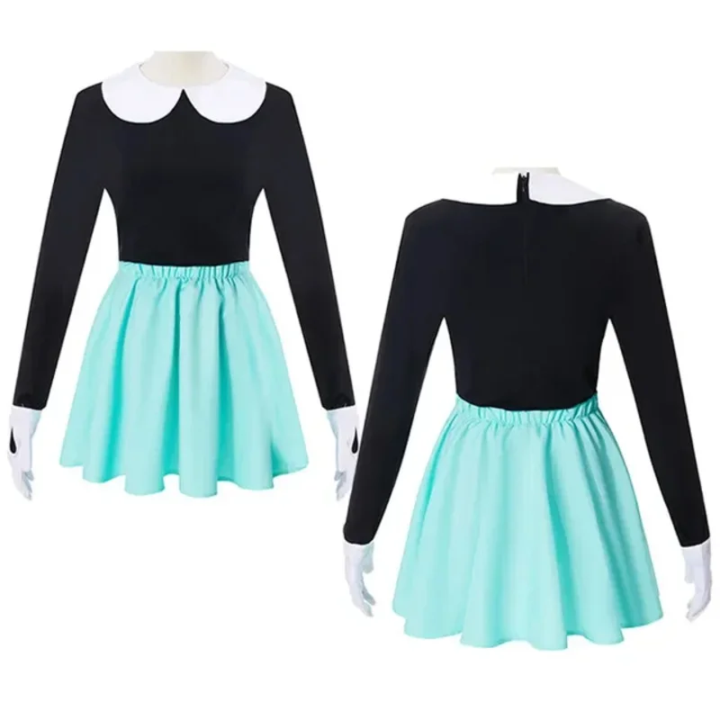 Anime O Show Cuphead! Ms.Chalice Cosplay Costume Infantil, JK Skirt, Top Preto, Verde, Natal, Criança, Menina, Cos, Fatos de Halloween