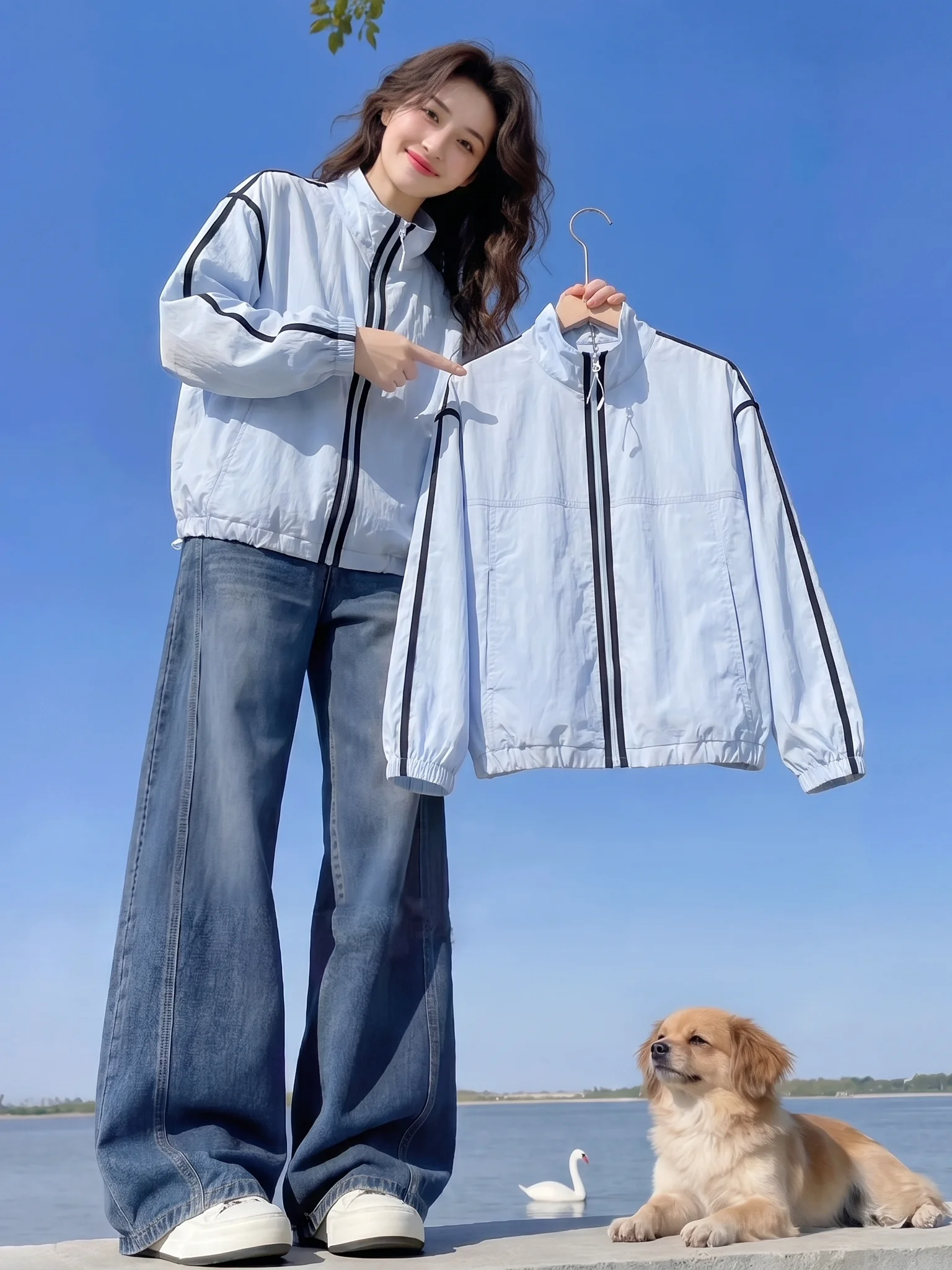

Elegant Women's Short Lightweight Jacket Stand Collar Sun Protection Clothing Spring Summer New Arrival Fashion Outerwear