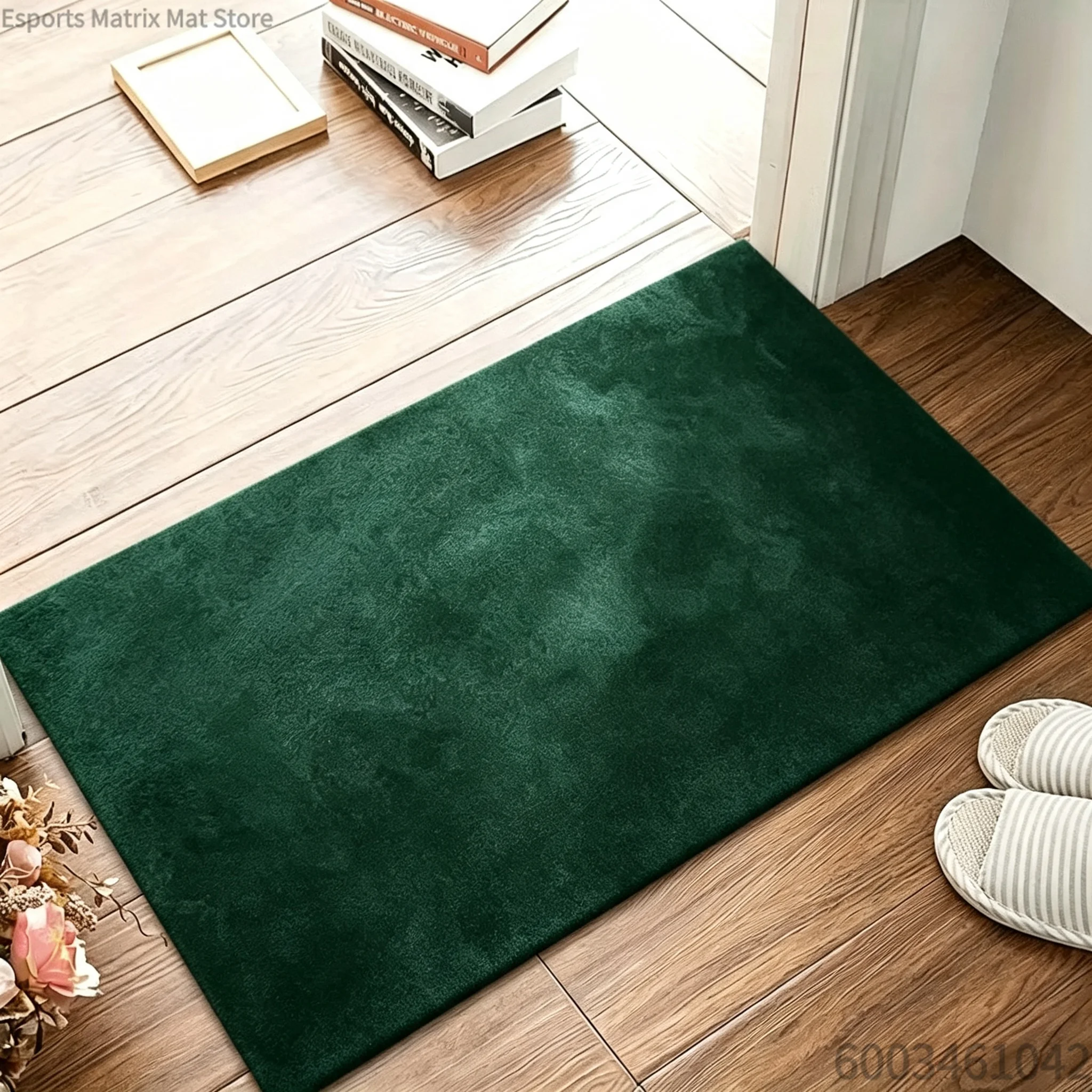 Solid Navy Blue Velvet Area Rugs Non-Slip Entry Door Mat Washable Carpet for Living Room Bedroom Hom