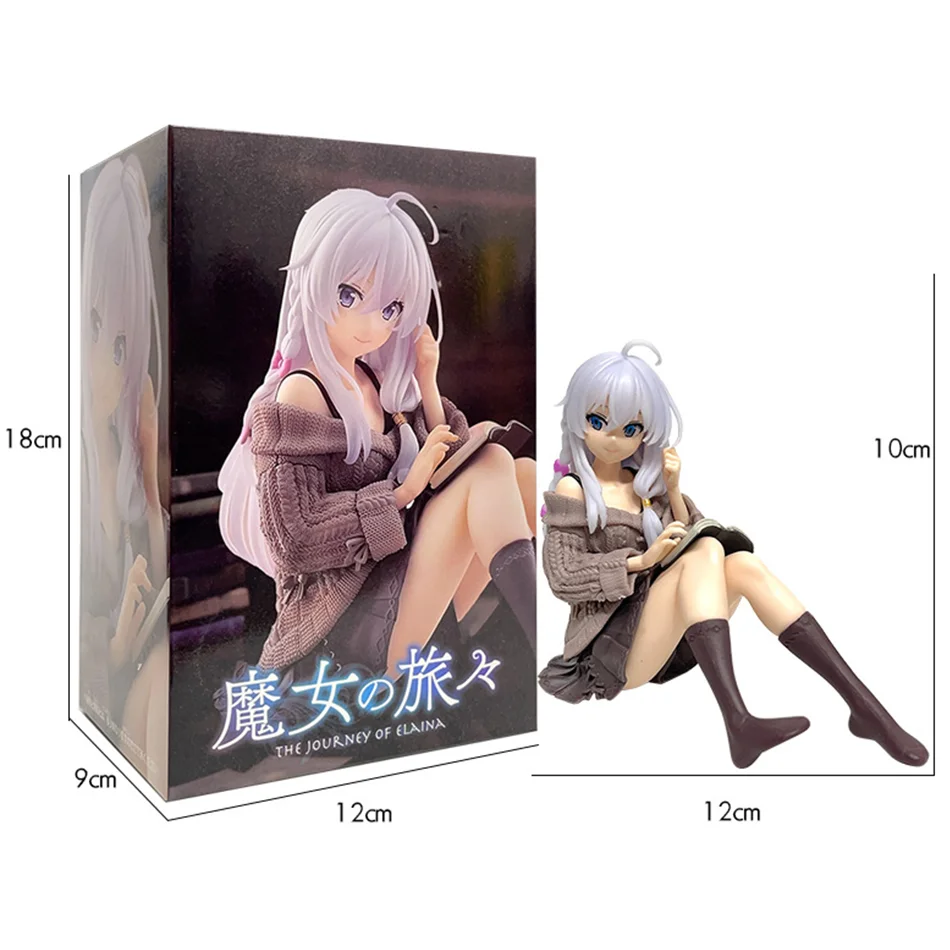 NEW 10cm The Journey Of Elaina Elaina Sitting Reading Anime Girl Figure Model Statue Boys Collection Desktop Decoration Ornament