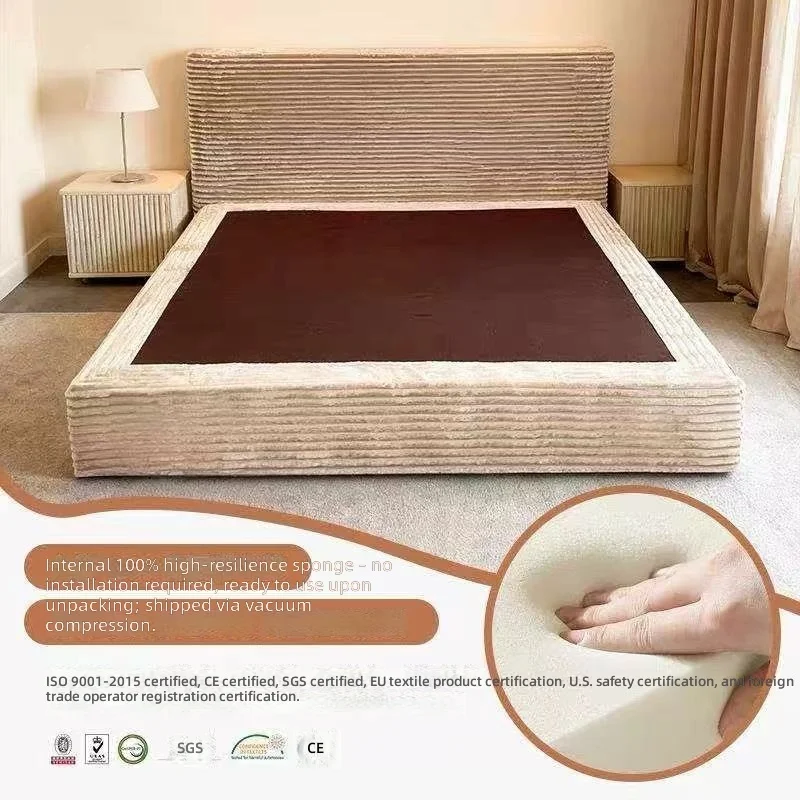 Simple Skin-friendly Minimalist Modern Corduroy Movable Vacuum Compression Sofa Bed Changeable Space Living Room Bedroom